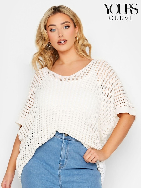 Yours Curve Cream Crochet Boxy Cover-Up (E02791) | €34