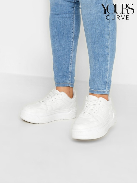 Yours Curve White Super Chunky Trainers In Extra Wide EEE Fit (E02799) | €49