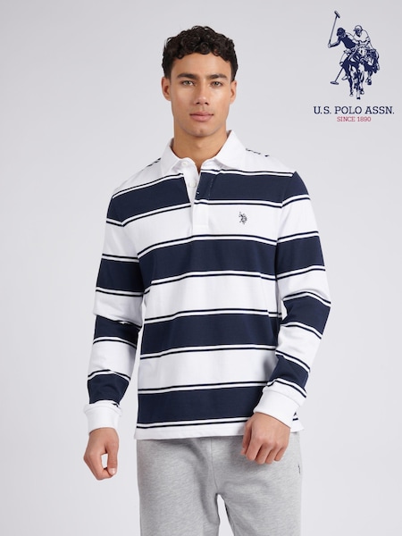 U.S. Polo Assn. Regular Fit Mens 100% Cotton Striped Rugby Shirt (E02812) | ‏437 د.إ.‏