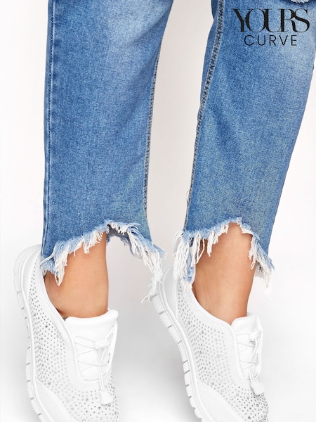 Yours Curve White Extra Wide Fit Titania Gem Trainers (E02832) | $73