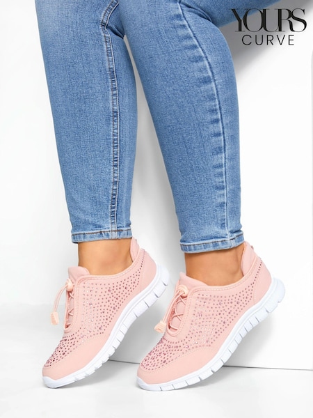 Розовый - Yours Curve Extra Wide Fit Titania Gem Trainers (E02834) | €41