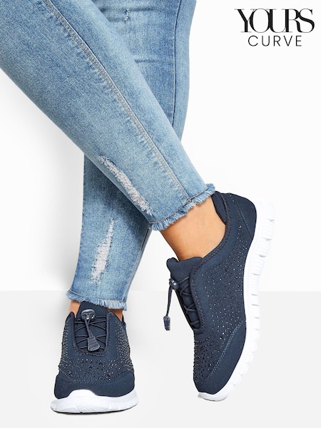 Yours Curve Blue Extra Wide Fit Titania Gem Trainers (E02842) | SGD 60