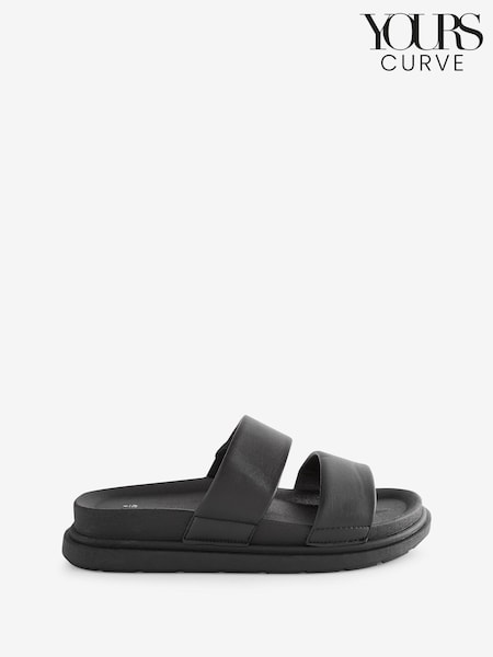 Yours Curve Black Extra-Wide Fit Two Strap Colour Drench Sandals (E02848) | ₪121