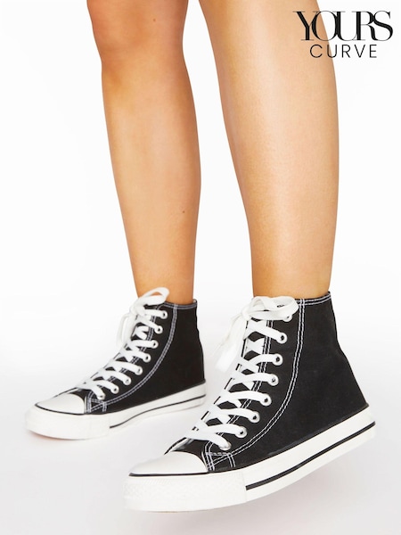Yours Curve Wide Fit Canvas High Top Trainers (E02850) | 130 zł