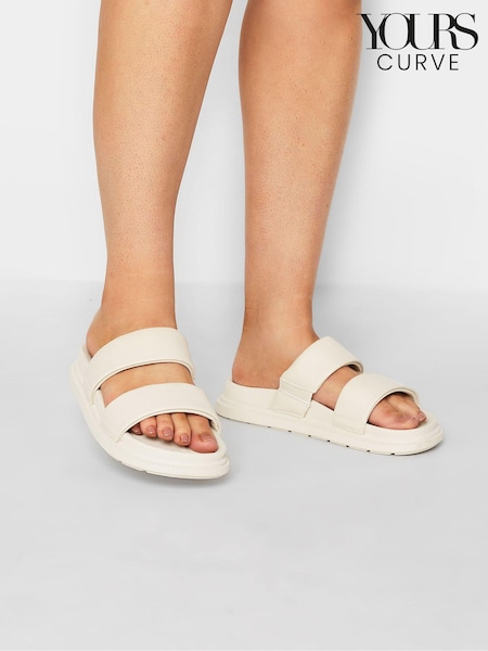 Yours Curve White Extra-Wide Fit Two Strap Colour Drench Sandals (E02860) | ₪121