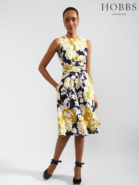 Hobbs Multi Petite Petite 100% Linen Twitchill Dress (E02906) | €197