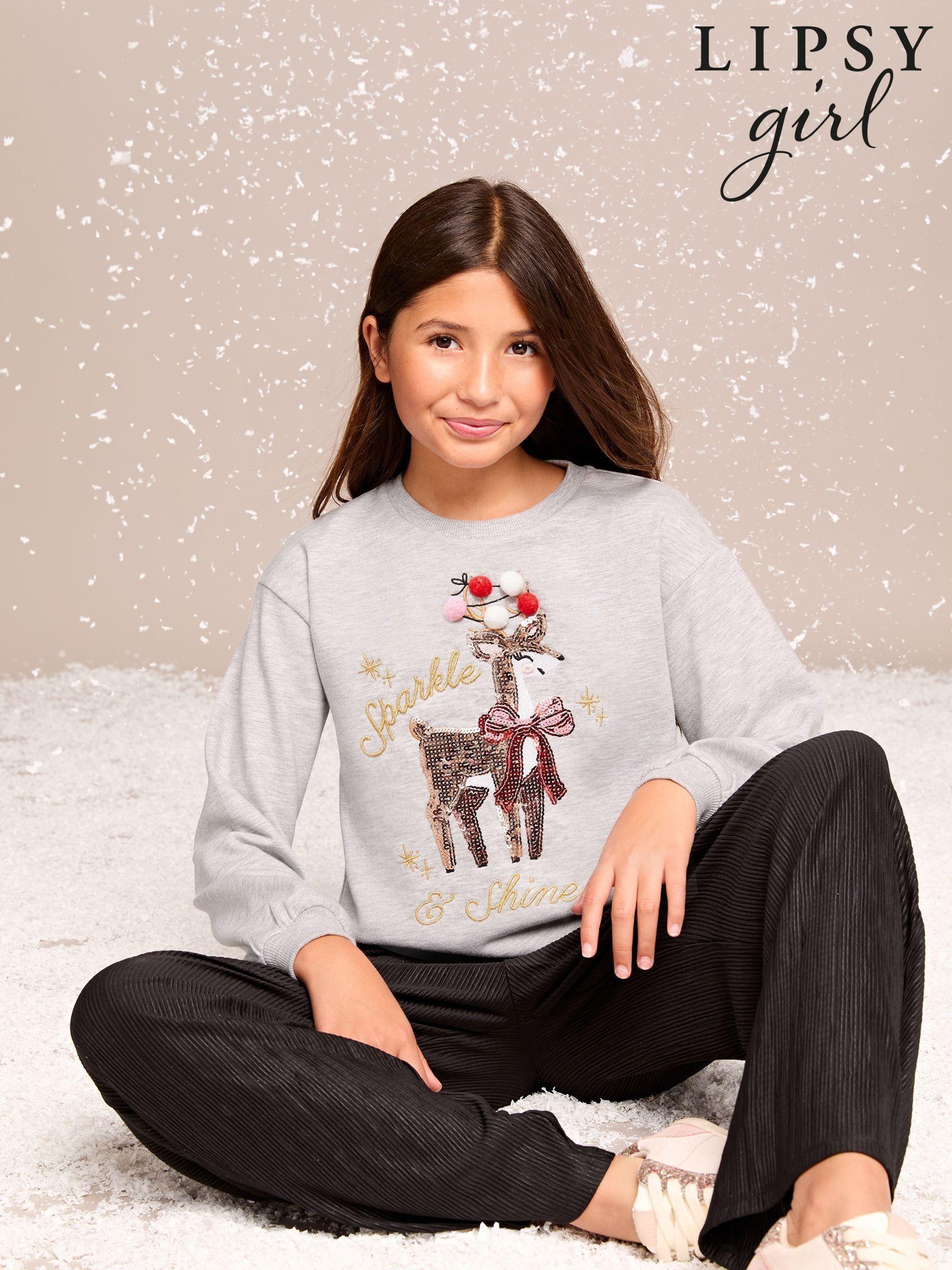 Sweat Tops Grey Christmas Jumper Graphic Girlsclothing Next Luxembourg