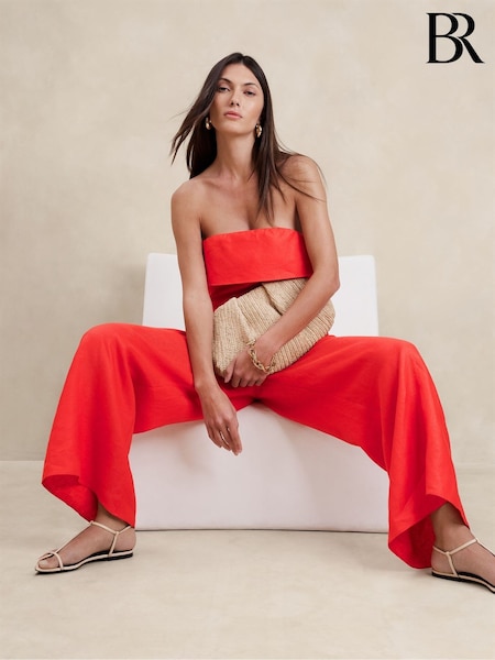 Banana Republic Red Onda Linen Jumpsuit (E02944) | €121