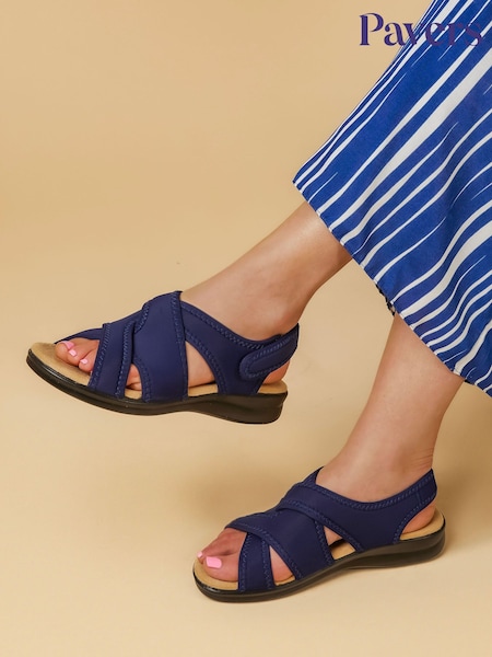 Pavers Navy Blue Touch Fasten Casual Sandals (E02980) | €44