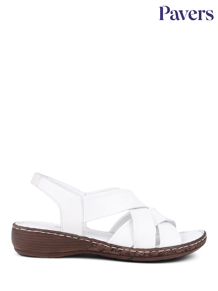 Pavers White Pavers Leather Cross Strap Sandals (E02984) | ₪226