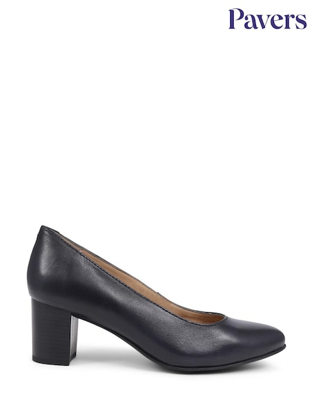 Pavers Navy Pavers Heeled Leather Court Shoes (E03018) | €64