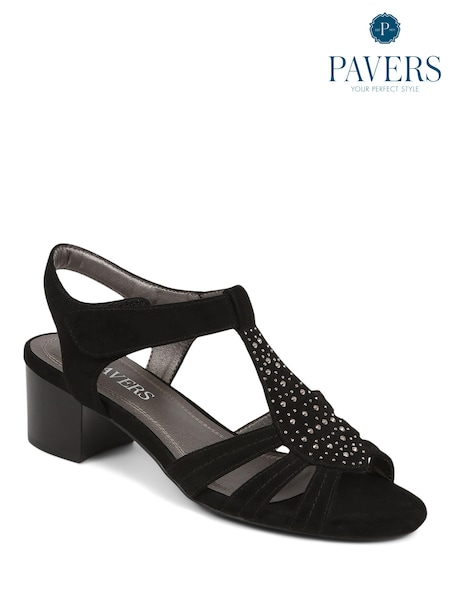 Pavers Black Pavers Cream Heeled Smart Sandals (E03023) | €44