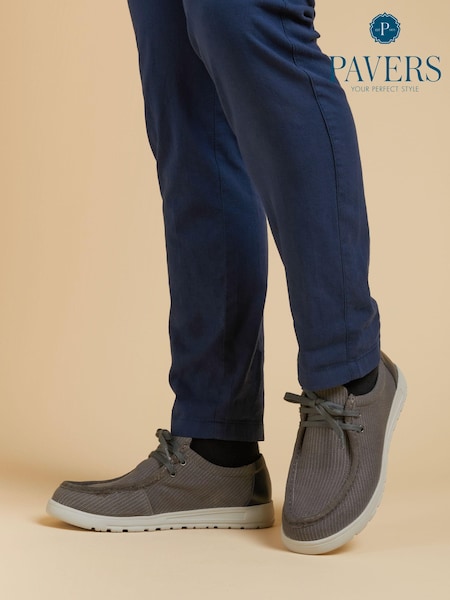 Pavers Grey Pavers Lightweight Lace-Up Boat Shoes (E03026) | SGD 68