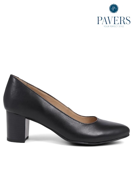 Pavers Black Pavers Heeled Leather Court Shoes (E03027) | $79