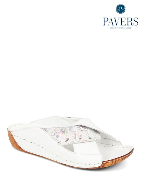 Pavers Casual Mule White Wedges (E03047) | 57 €