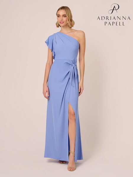 Adrianna Papell Blue One Shoulder Gown (E03068) | 831 LEI