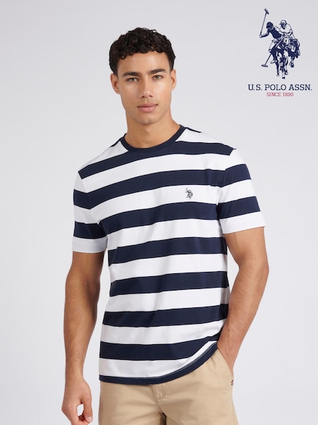 U.S. Polo Assn. Blue Regular Fit Mens Classic Stripe 100% Cotton T-Shirt (E03110) | R$ 295