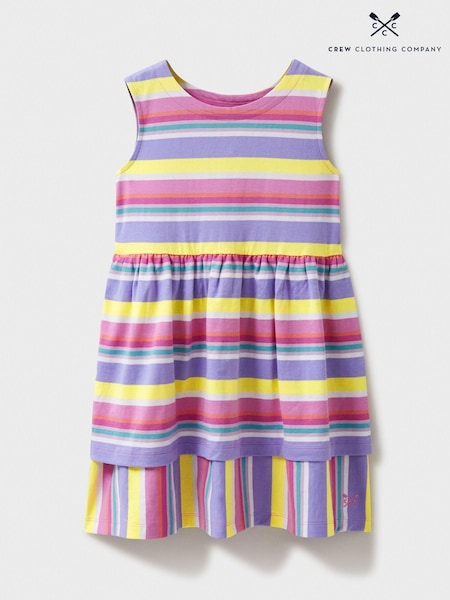 Crew Clothing Pink Jersey Stripe Spin 100% Cotton Dress (E03111) | AED128 - AED175