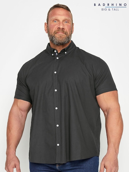 BadRhino Big & Tall Black Short Sleeve 100% Cotton Poplin Shirt (E03116) | €34