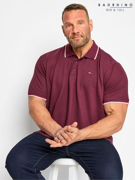أحمر - BadRhino Big & Tall 100% Cotton Tipped Core Polo Shirt 3 Pack (E03122) | ‏111 د.إ.‏