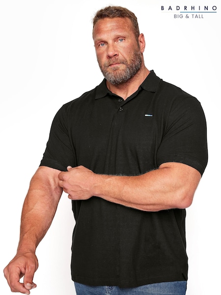 BadRhino Big & Tall Black 100% Cotton Core Polo Shirt (E03125) | AED111