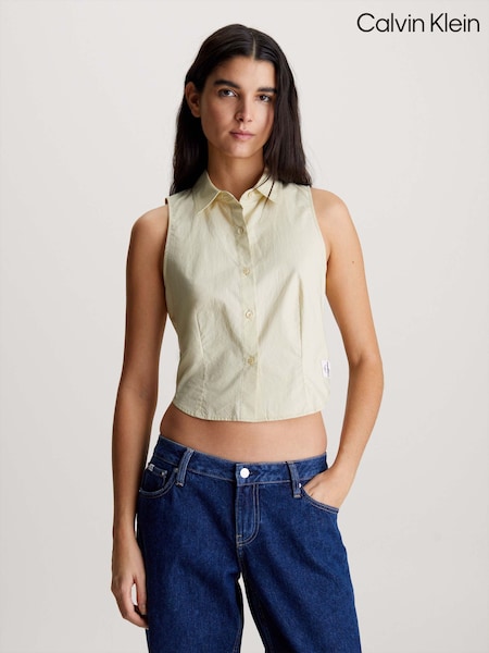 Calvin Klein Green 100% Cotton Label Sleeveless Shirt (E03208) | €36