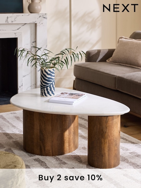Dark Marble Pebble Soild Mango Wood Coffee Table (E03393) | €950