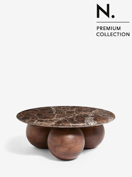 Dark N. Premium Orb Marble Wood Round Coffee Table (E03394) | €925