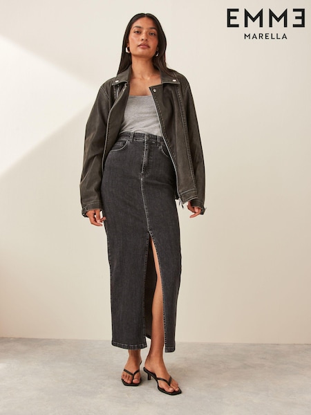 Emme by Marella BIBLIOS Maxi Tube Denim Black Skirt (E03633) | €75