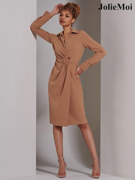 Jolie Moi Wrap Ruched Reveka Shirt Dress (E03824) | €40