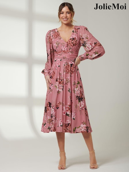 Jolie Moi Long Sleeve Mesh Midi Dress (E03833) | €35