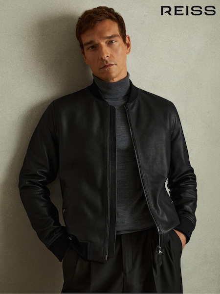 Reiss Cast Grained Leather Bomber Jacket (E04234) | €627