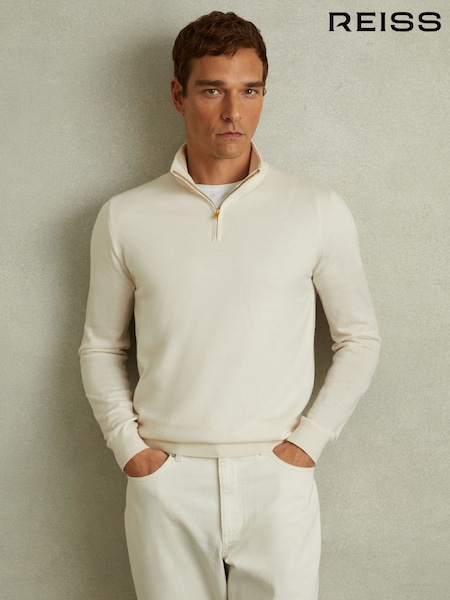 Reiss Snow Maxwell Merino Wool Half-Zip Polo Shirt (E04236) | €84