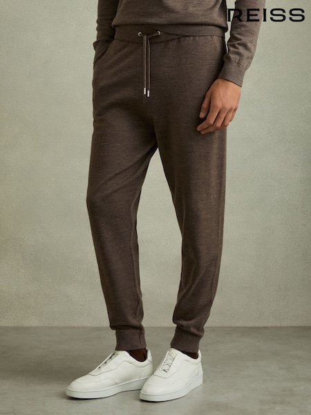 בצבע חום כהה - Reiss Billings Merino Wool Blend Drawstring Joggers (E04271) | ‏933‏₪