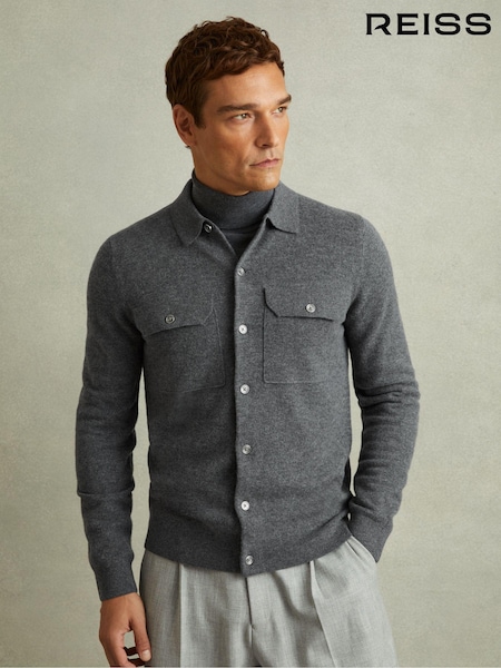 Sivi melanž - Reiss Pisa Merino Wool Button Front Cardigan (E04284) | € 208