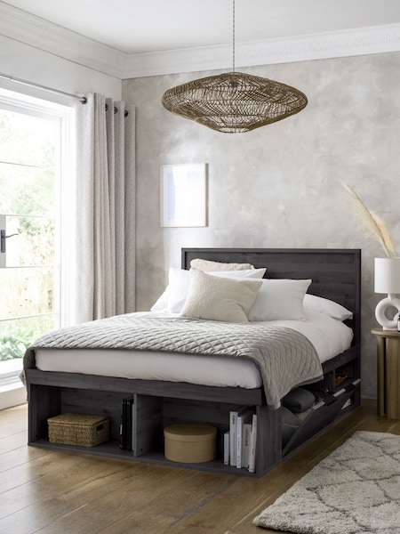 Black Oak Effect Bronx Platform Bed Frame with Storage (E04299) | €950 - €1,075