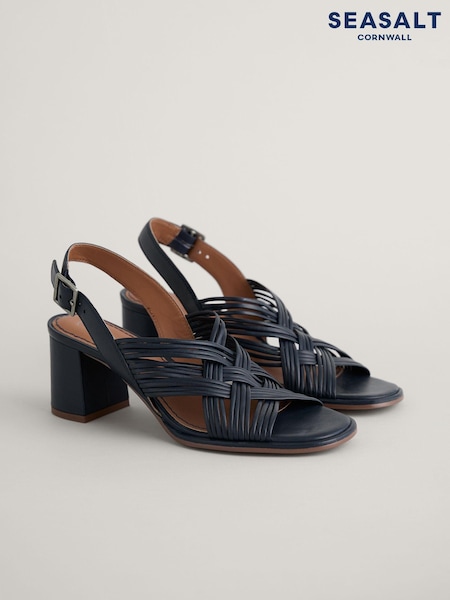 Seasalt Cornwall Blue Faerystone Mid Heel Leather Sandals (E04315) | €54