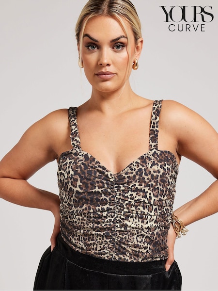 Yours Curve Brown Animal Print Ruched Bodies (E04363) | €55