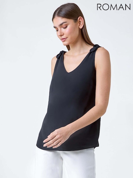 Roman Black Tie Detail Strap Cami Top (E04402) | R$ 385