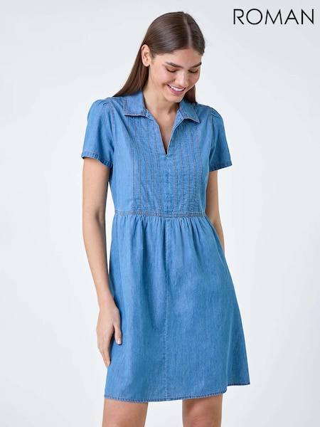 Roman 100% Cotton Denim Collared Dress (E04420) | 33 €