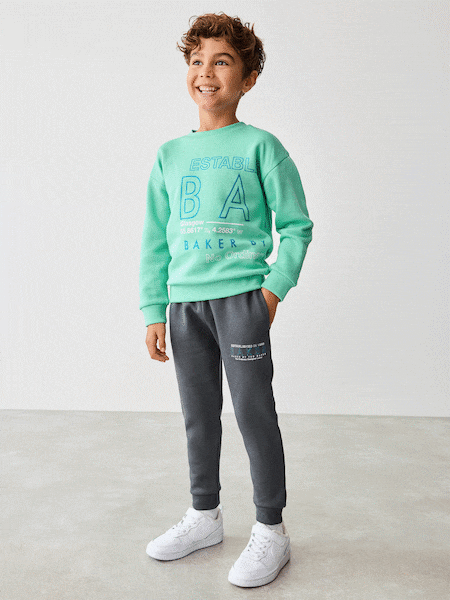 Baker By Ted Baker Green Graphic Sweatshirt And Joggers Set (E04482) | ‏166‏₪ - ‏201‏ ₪