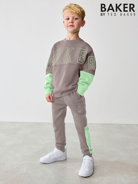 Baker by Ted Baker Grey Colourblock Sweatshirt and Joggers Set (E04491) | $46 - $55