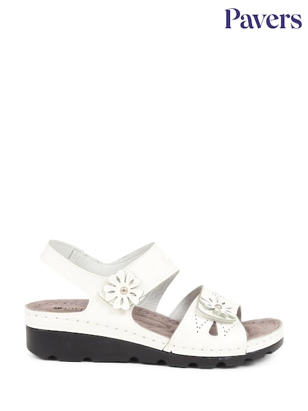 לבן - Pavers Blue Adjustable Embellished Sandals (E04501) | ‏151‏₪