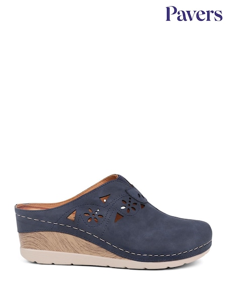 כחול  - Pavers Wedge Heel Clogs (E04503) | ‏151‏₪