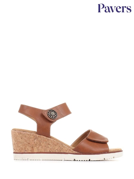 Pavers Brown Pavers Blue Adjustable Wedge Sandals (E04511) | $56