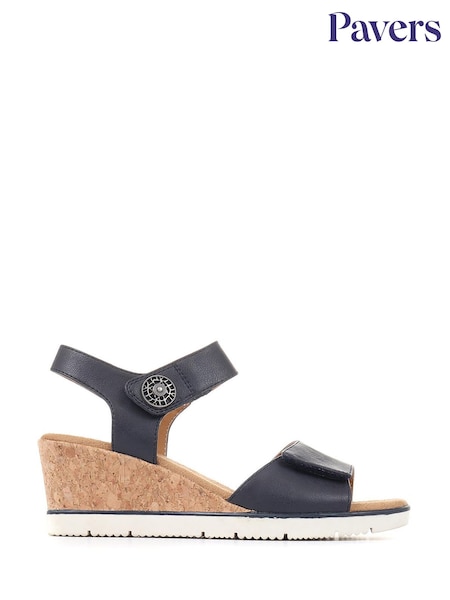 Pavers Blue Pavers Blue Adjustable Wedge Sandals (E04512) | €44
