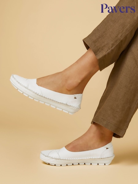 Pavers White Pavers Leather Slip On White Shoes (E04520) | €57
