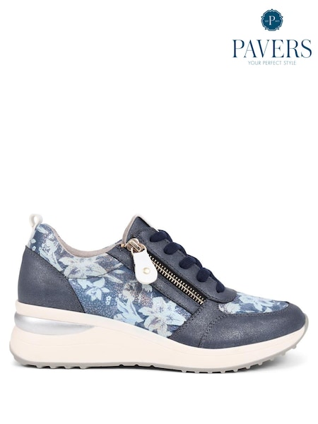 Pavers Gold Floral Accent Cushioned Sole Trainers (E04526) | €46