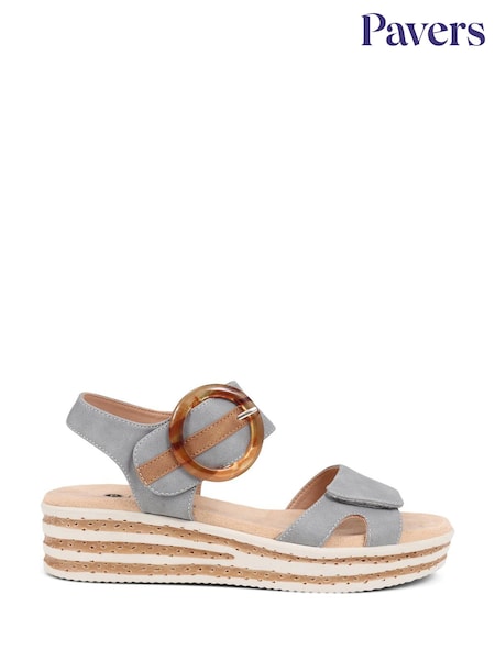 Pavers Blue Pavers Cream Touch Fasten Wedge Sandals (E04532) | €44