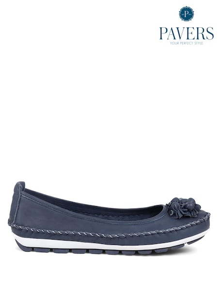 Pavers Blue Floral Leather Ballet Pumps (E04556) | €68